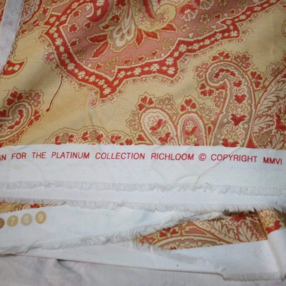 FABRIC - #1340 - Home Decor - Gold Orange Damask Paisley - 54 x 4 1/2 yds - Picture 2 of 8